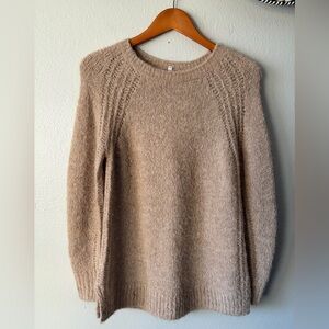 Alpaca Blend Knit Beige Tan Crew Neck Long Sweater by Muji Women Small